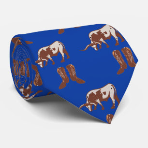 Western Cowboy Boots  Longhorn Steer Necktie