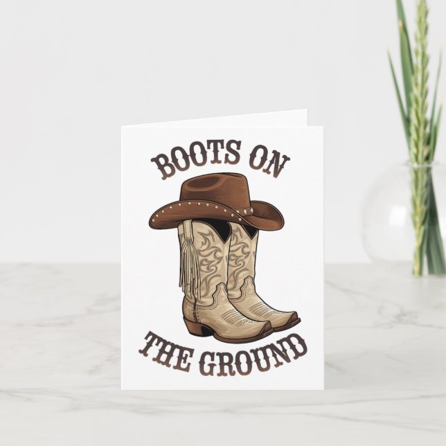 Western Cowboy Boots On The Ground Line Dancing To Card (Front)
