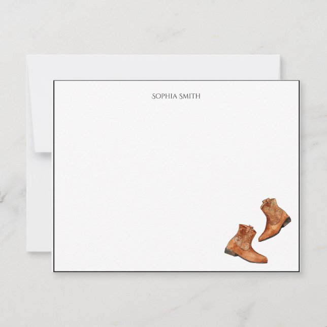 Western Cowboy boots Personalized Thank You Card (Front)