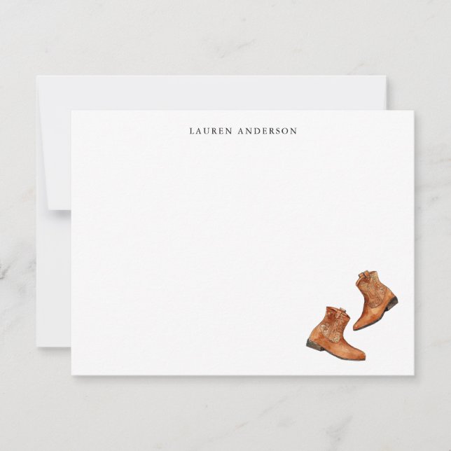Western Cowboy boots Personalized Thank You Card (Front)