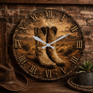Western Cowboy Boots  Ranch Farmhouse Southwest  Large Clock