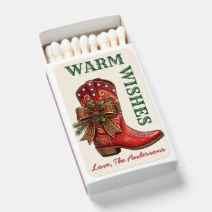 Western Cowboy Boots Retro Hand Drawn Ribbon Bow Matchboxes