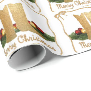 Western Cowboy Boots Rope Garland Merry Christma Wrapping Paper