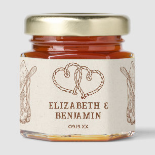 Western Cowboy Boots Rope Hearts Barn Wedding Honey Jar Favors