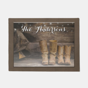 Western Cowboy Boots Rustic Barn Doormat