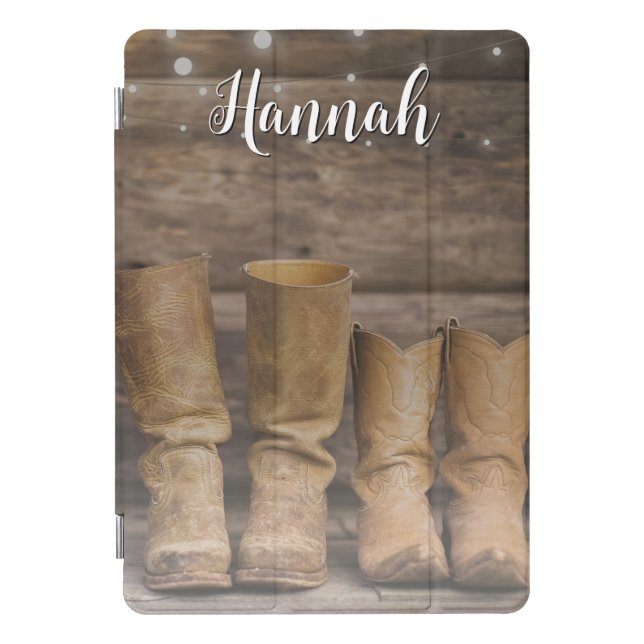 Western Cowboy Boots Rustic Barn Monogram iPad Pro Cover (Front)