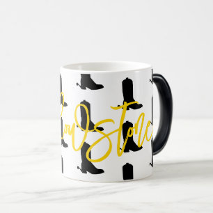Western Cowboy Boots Spurs Silhouette Pattern NAME Color Morph Mug