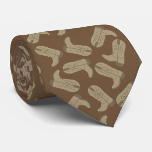 Western Cowboy Boots Tan Brown Necktie