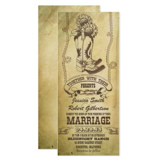 western cowboy boots vintage wedding invitations
