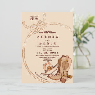 Western Cowboy Boots Wedding  Invitation