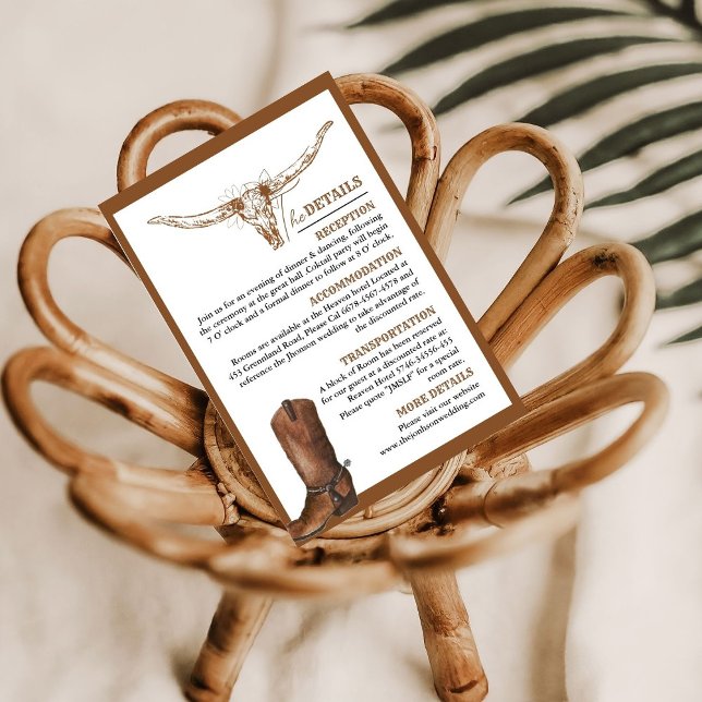 Western Cowboy Botts Wedding Details Enclosure Card (Creator Uploaded)