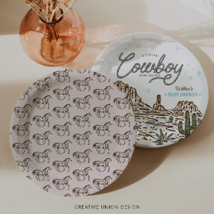 Western Cowboy Boy Baby Shower Horse Paper Plates