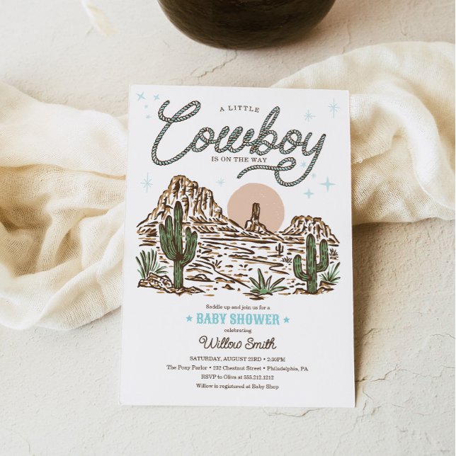 Western Cowboy Boy Baby Shower Invitation (Creator Uploaded)