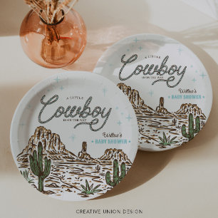 Western Cowboy Boy Baby Shower Paper Plates