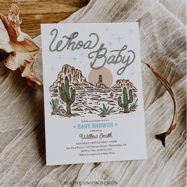 Western Cowboy Boy Whoa Baby Shower Invitation (Creator Uploaded)