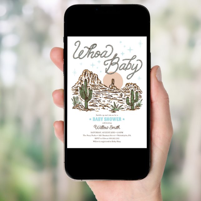 Western Cowboy Boy Whoa Baby Shower Invitation (Front Digital)