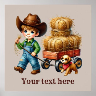 Western cowboy boys customizable poster