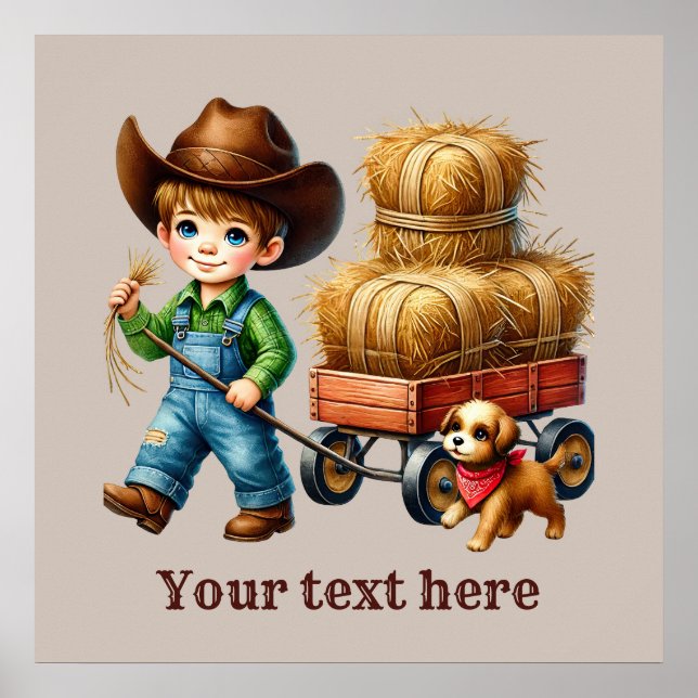 Western cowboy boys customizable  poster (Front)