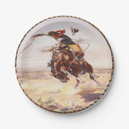 Western Cowboy Bronc Rider Party Plates