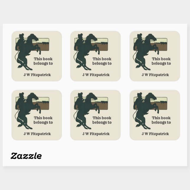 Western Cowboy Bucking Bronco Horse Book Plate (Sheet)