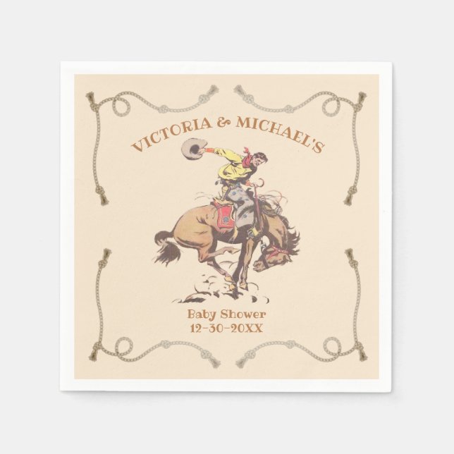Western Cowboy Bucking Bronco Napkins (Front)
