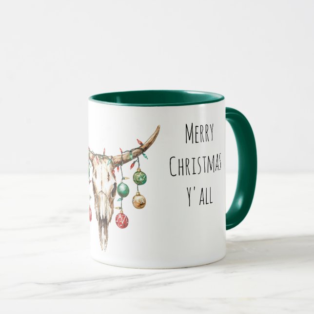 Western Cowboy Bull Ornaments Christmas   Mug (Front Right)