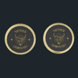 Western Cowboy Bull Skull Logo Black Groomsmen Cufflinks<br><div class="desc">Personalized gifts for groomsmen with western cowboy theme. Decorated with cowboy hat with vintage western font. Text and background color are editable using the Design Tool to fit your occasion. Get this customize gift for wedding,  bachelor party,  engagement party or any other special occasions.</div>