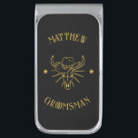 Western Cowboy Bull Skull Logo Black Groomsmen Silver Finish Money Clip<br><div class="desc">Personalized gifts for groomsmen with western cowboy theme. Decorated with cowboy hat with vintage western font. Text and color are editable using the Design Tool to fit your occasion. Get this customize gift for wedding,  bachelor party,  engagement party or any other special occasions.</div>