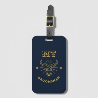 Western Cowboy Bull Skull Vintage Retro Groomsmen