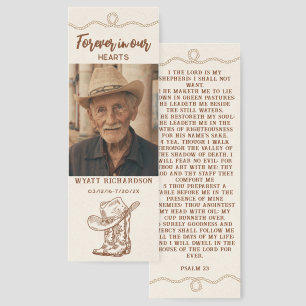 Western Cowboy Celebration of Life Prayer Card Bookmarks