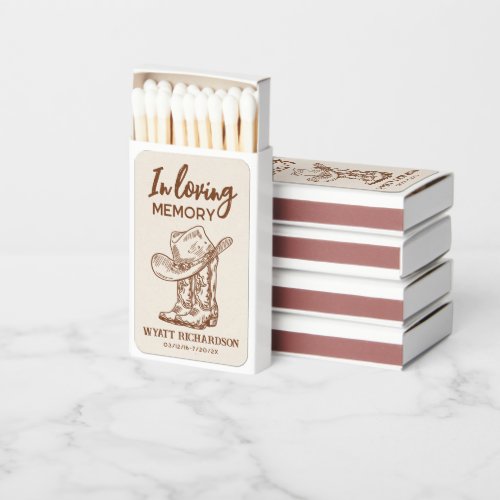 Western Cowboy Celebration of Life Prayer Card Matchboxes
