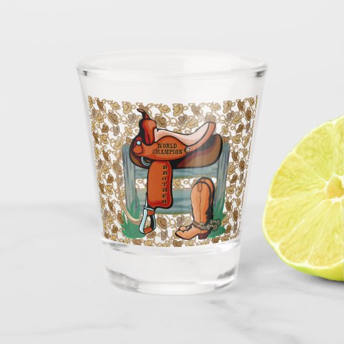 Western Cowboy Champion Brother Saddle Shot Glass