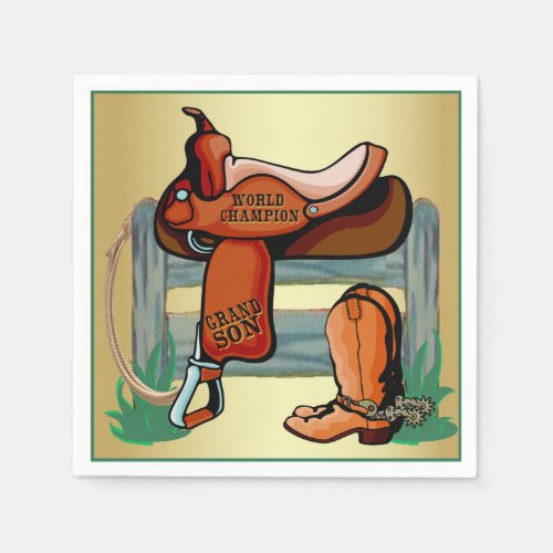 Western Cowboy Champion Grandson Saddle Boots Napkins