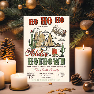 Western Cowboy Christmas Holiday Hoedown Party Invitation