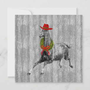 Western Cowboy Christmas Horse with Wreath Holiday Card