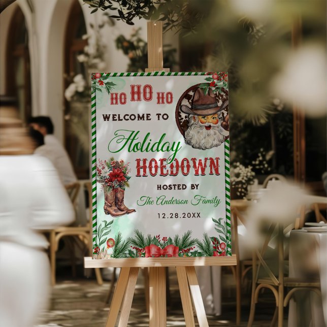 Western Cowboy Christmas Party Welcome Sign (Creator Uploaded)