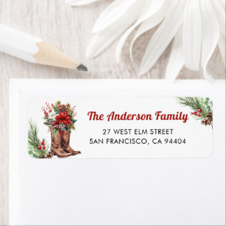 Western Cowboy Christmas Return Address Label