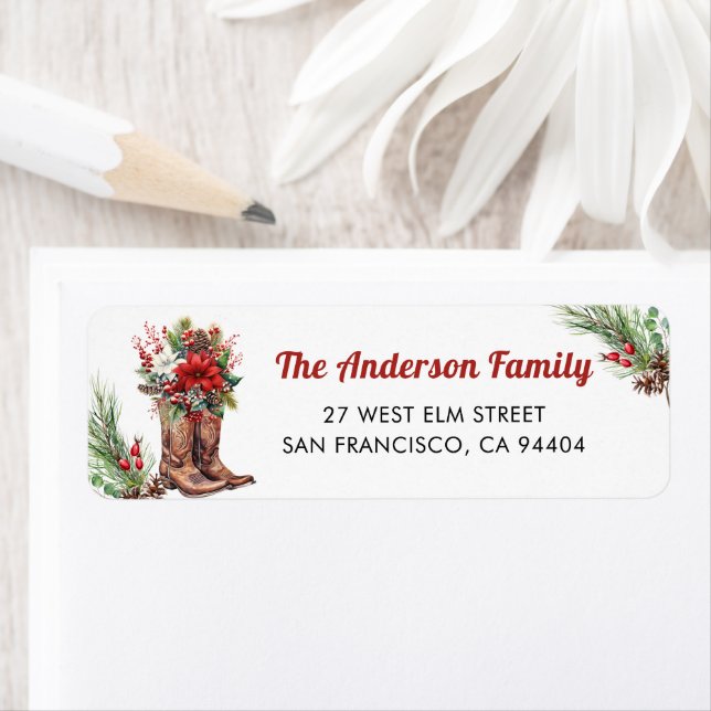 Western Cowboy Christmas Return Address Label (Insitu)