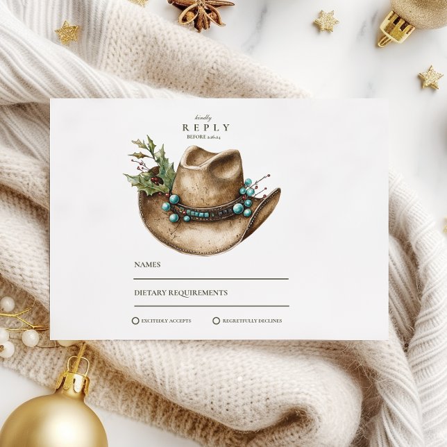 Western Cowboy Christmas Wedding RSVP Card (Creator Uploaded)