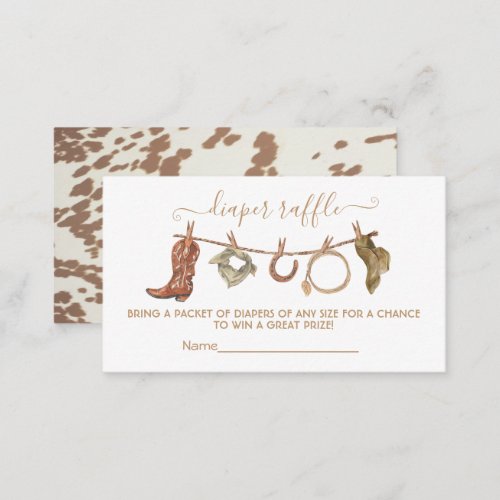 Western Cowboy clothesline Diaper Raffle card