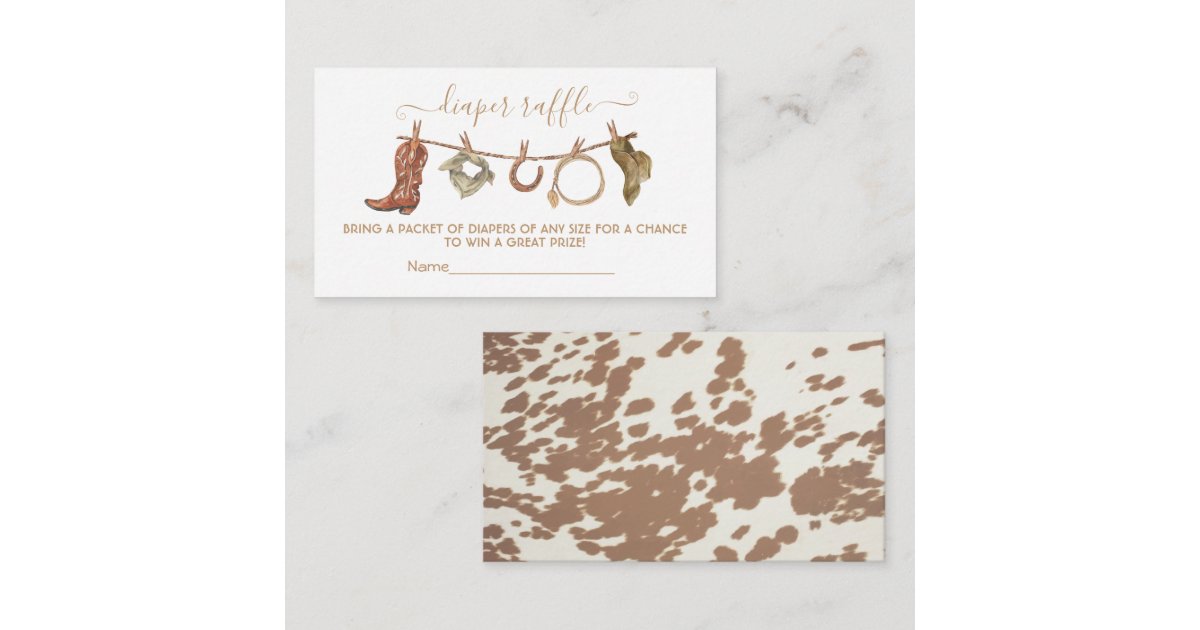 Clothes Line Raffle Western Cowboy clothesline Diaper Raffle card | Zazzle