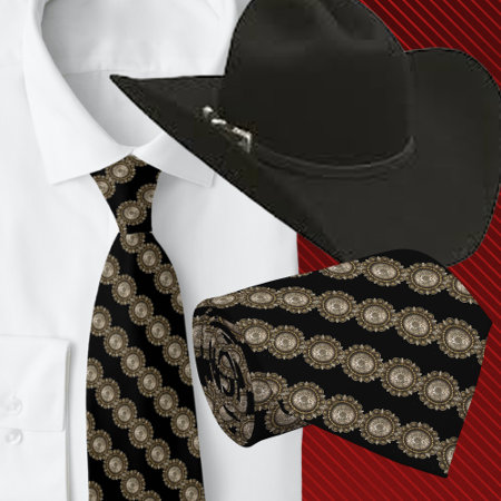 Western Cowboy Conchos Neck Tie