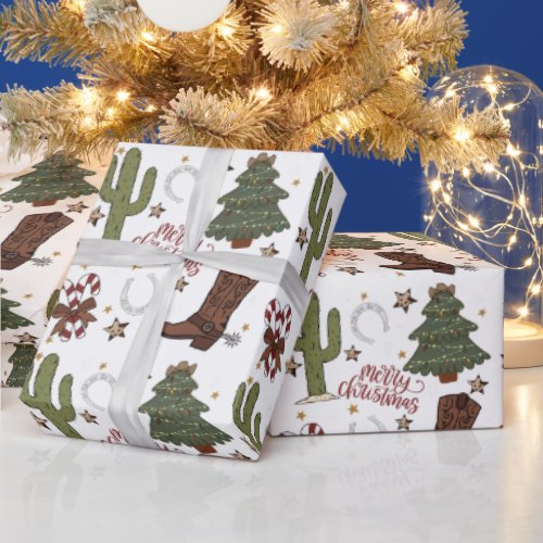 Western Cowboy Country Christmas Wrapping Paper