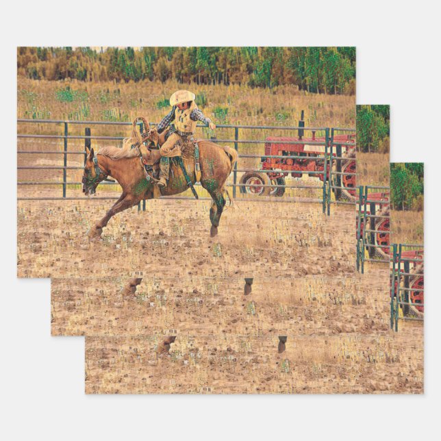 Western Cowboy Country Horse Riding Wrapping Paper Sheets (Set)