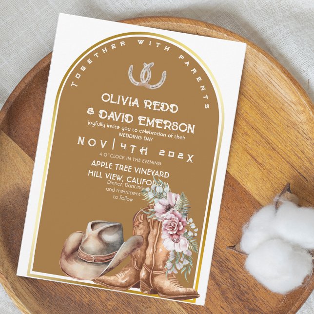Western Cowboy Country Rustic Floral  Wedding Invitation (Creator Uploaded)