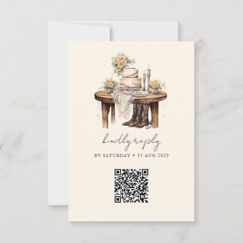 Western Cowboy Country Rustic Wedding  RSVP Card