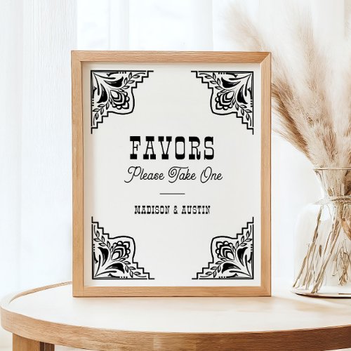 Western Cowboy Country Wedding Favors Sign