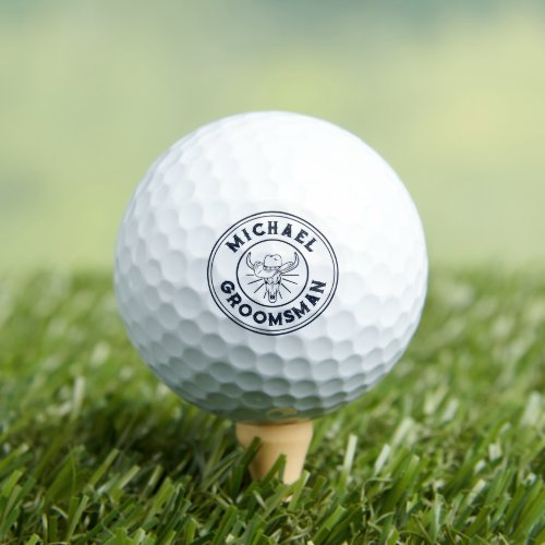 Western Cowboy Cow Skull Logo Customized Groomsmen Golf Balls