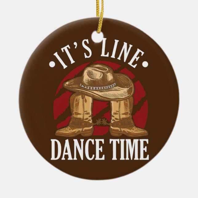 Western Cowboy Cowboy Boots Dance Shoes It's Line Ceramic Ornament (Front)