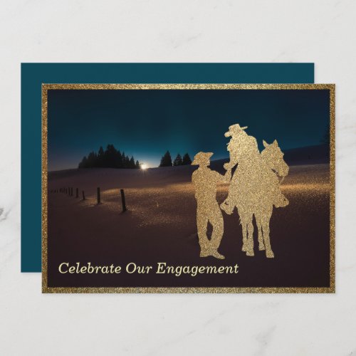 Western Cowboy Cowgirl Engagement Party Wedding Invitation